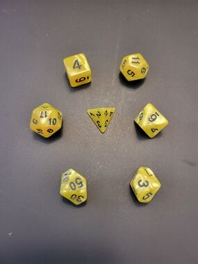 Yellow RPG Polyhedral Dice Set for Tabletop Games